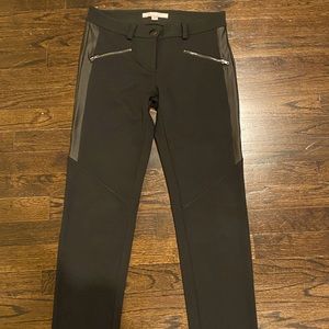 Romeo & Juliet Couture, black skinny cut pants with faux leather & zipper detail